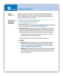 Explore lesson four of the Let's Eat Healthy Teens educator guide.